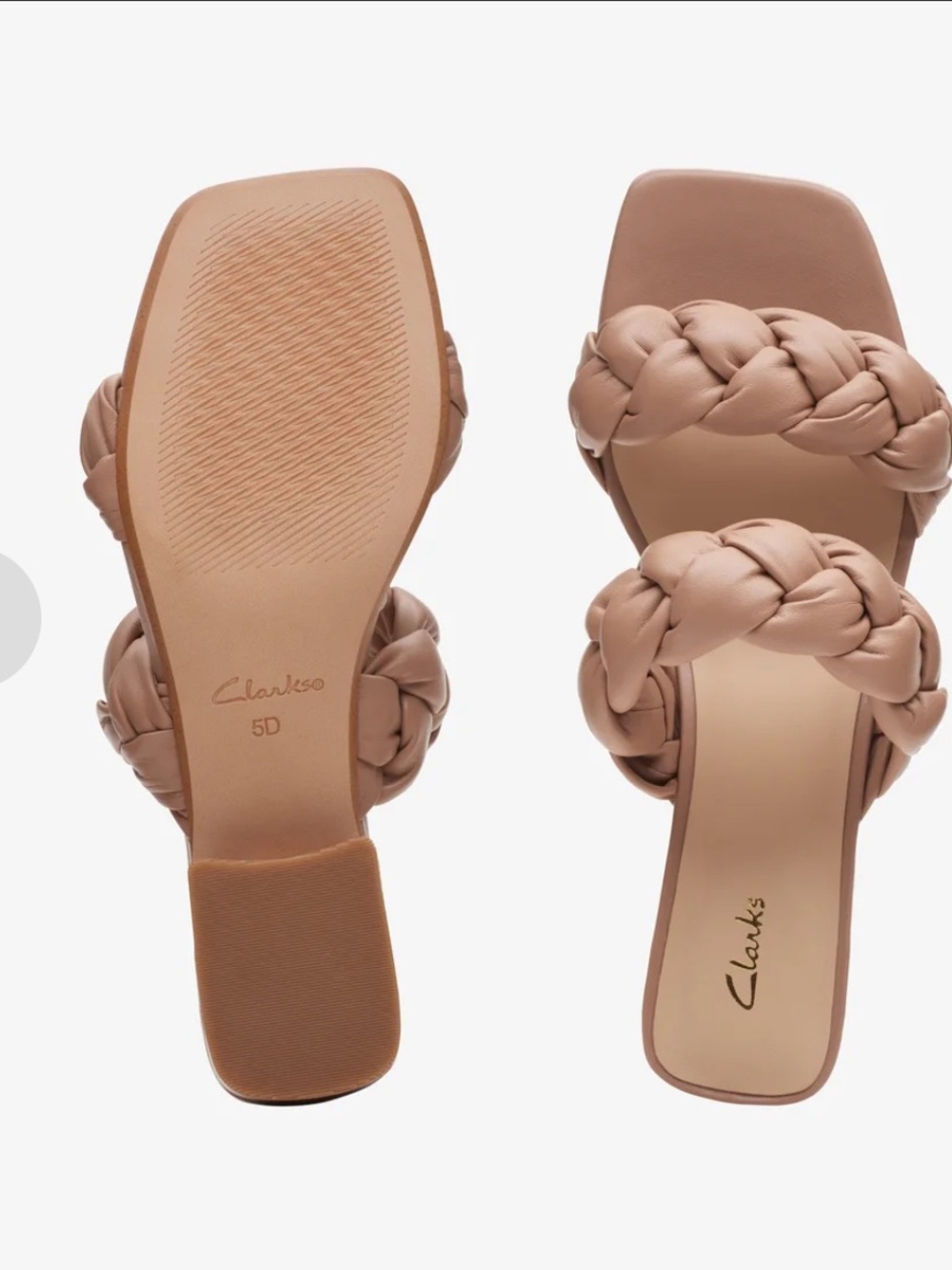 NWT Clarks Seren Braided Leather Mule in Praline size 6.5